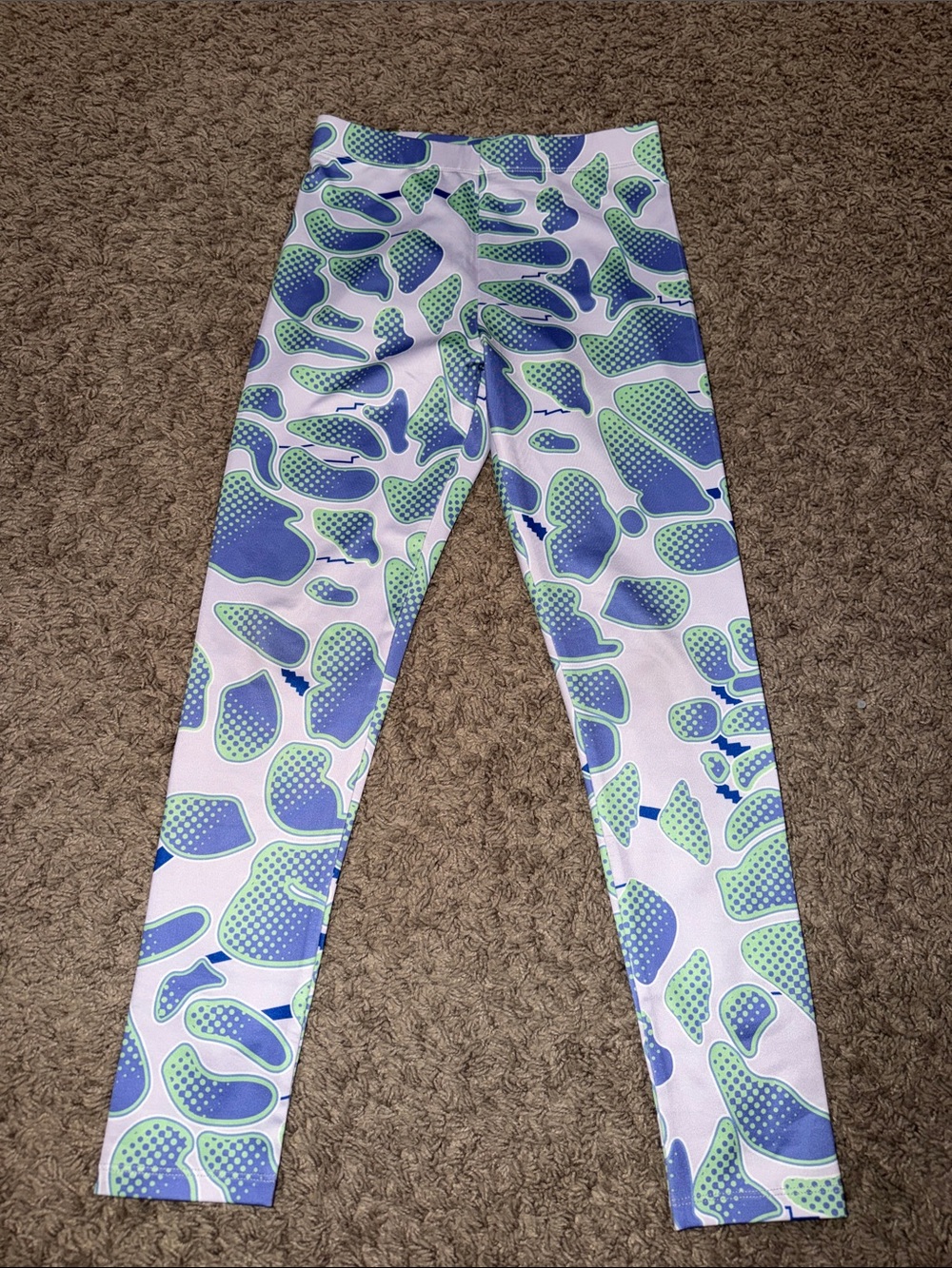 Girls' Lavender Leggings with Blue & Green Abstract Print